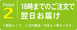 ポイント2：18時までのご注文で翌朝10時お届け